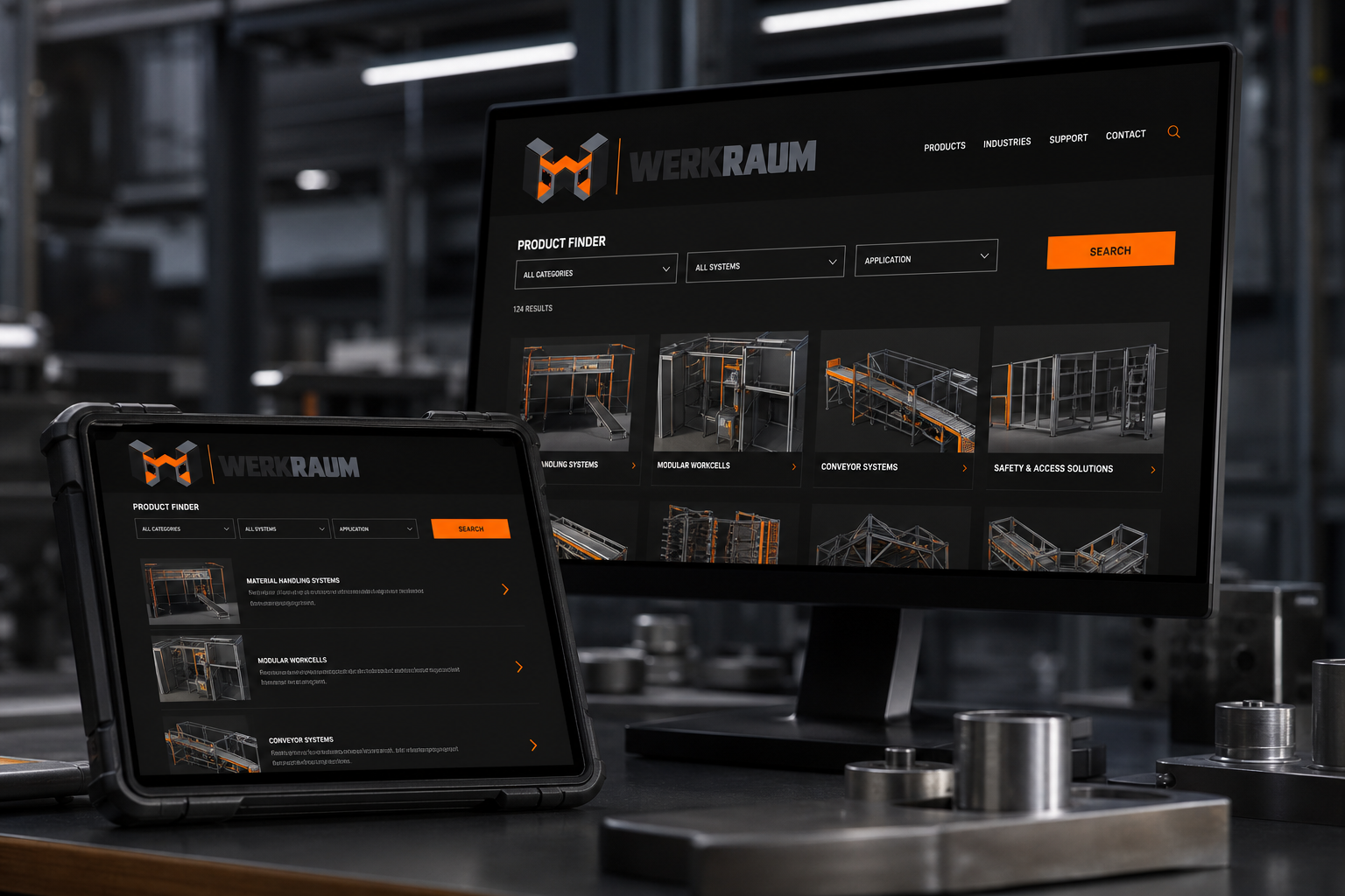 Werkraum Industrial System — Industrial product-finder experience.